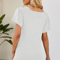 Smocked Round Neck Flutter Sleeve T-Shirt