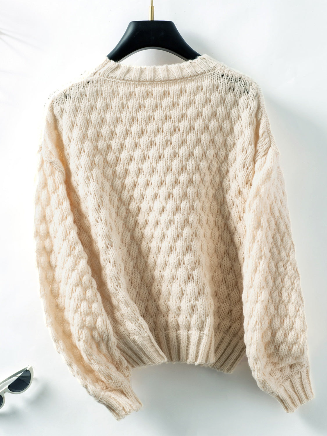 Cable-Knit Round Neck Long Sleeve Sweater