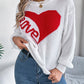 LOVE Heart Round Neck Dropped Shoulder Sweater