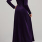 Square Neck Long Sleeve Velvet Dress