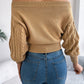 Cable Knit Off-Shoulder Long Sleeve Sweater