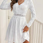 Lace Detail V Neck Long Sleeve Mini Dress