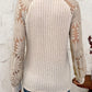 Round Neck Lace Patchwork Long Sleeve Top