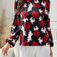 Frill Floral Mock Neck Long Sleeve Top