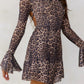 Backless Leopard Flare Sleeve Dress