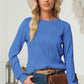 Textured Round Neck Long Sleeve Blouse