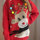 Reindeer Round Neck Long Sleeve Sweater