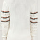 Striped Hollow Out Round Neck Long Sleeve Sweater