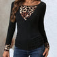 Leopard Boat Neck Long Sleeve T-Shirt