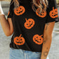 Full Size Glitter Jack-O'-Lantern Round Neck Short Sleeve T-Shirt