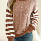 Striped Round Neck Dropped Shoulder Sweater