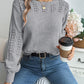 Openwork Round Neck Long Sleeve Sweater