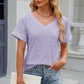 Eyelet V-Neck Short Sleeve T-Shirt