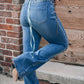 Pearl Trim High Waist Bootcut Jeans