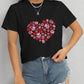 Heart Round Neck Short Sleeve T-Shirt