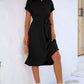 Buttoned Tie Waist Short Sleeve Dress