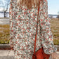 Floral Round Neck Long Sleeve Dress