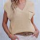 Pocketed V-Neck Cap Sleeve Sweater