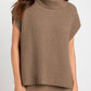 Slit Turtleneck Cap Sleeve Sweater