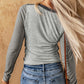 Exposed Seam Contrast Round Neck Long Sleeve T-Shirt