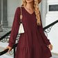 V-Neck Long Sleeve Mini Dress