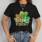 LUCKY VIBES Round Neck Short Sleeve T-Shirt