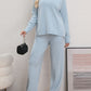 Mock Neck Long Sleeve Top and Pants Sweater Set