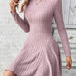 Ribbed Round Neck Long Sleeve Mini Dress