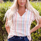 Multicolored Stripe Notched Neck Blouse