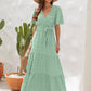 Swiss Dot Tied Surplice Short Sleeve Dress