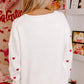 Heart Round Neck Long Sleeve Sweater