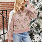 Reindeer Round Neck Long Sleeve Sweater