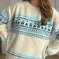 Contrast Round Neck Dropped Shoulder Sweater