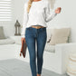 Textured Round Neck Long Sleeve Blouse