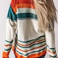 Contrast Striped Turtleneck Dropped Shoulder Sweater