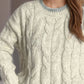 Cable Knit Round Neck Long Sleeve Sweater