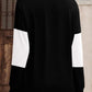 Decorative Button Contrast V-Neck Long Sleeve T-Shirt