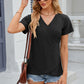 Eyelet Surplice Short Sleeve T-Shirt