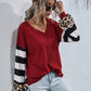 Leopard Striped Waffle-Knit Top