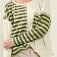 Striped Round Neck Long Sleeve Top