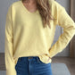 V-Neck Dropped Shoulder Long Sleeve Sweater