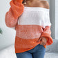 Color Block Off-Shoulder Long Sleeve Sweater