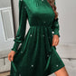 Glitter Mock Neck Long Sleeve Mini Dress