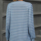 Striped Notched Long Sleeve T-Shirt