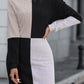 Color Block Drop Shoulder Long Sleeve Mini Dress