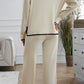 Contrast Trim Round Neck Top and Pants Sweater Set