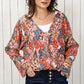 Floral V-Neck Long Sleeve Blouse