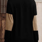 Decorative Button Contrast V-Neck Long Sleeve T-Shirt