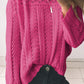 Openwork Round Neck Long Sleeve Knit Top