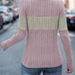 Color Block Round Neck Long Sleeve Top